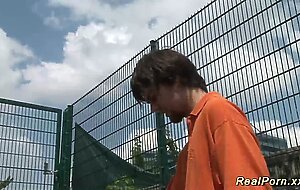 teen backseat banged in the forest