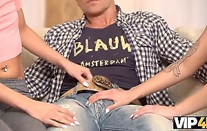 VIP4K. Stepsisters from Italy have sex with stepmothers new boyfriend