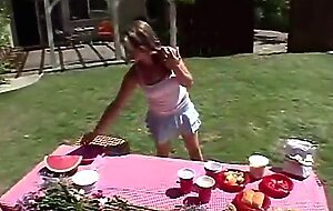 Little April Fingering Pussy at picnic outdoor