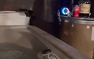 Ebony Amateur Fuck her sister husband in the hot tub on snapchat