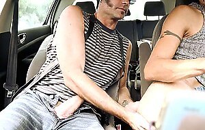 Amateur car fun - she jerks me off, sucks me & fucks me