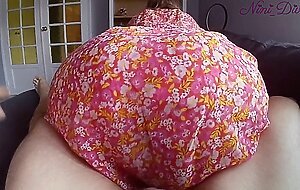 Titjob with her big natural tits, deep throat, thong pulling and intense fucking with her big ass!