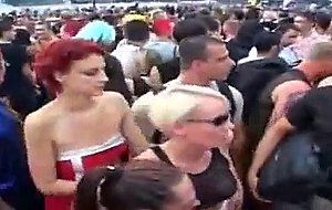 PUBLIC TRAIN FUCKING AT A STREET TECHNO PARTY