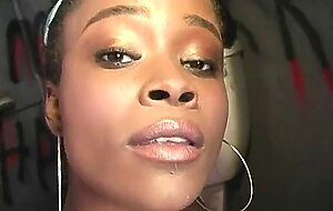 Natural cute black teen tries out gloryhole 12