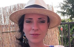 The shaved pussy, the smoke and the welder generator at sunset on balcony.