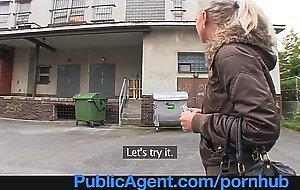 PublicAgent Cute Blonde fucks me in the shop cellar