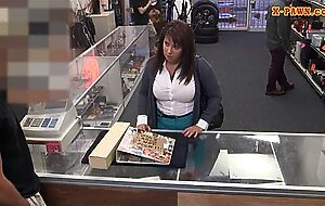 Mature busty milf sells some stuff for her husbands bail