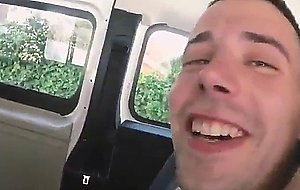 Brunette amateur fucked and facial in back of van