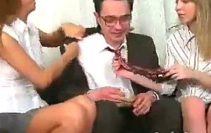 Two students seduce old teacher