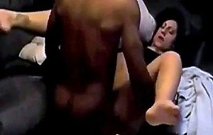 Black boy pounding white girl on the sofa