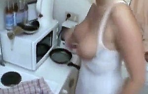 German milf in white lingerie fucked