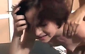 Cute brunette gets slammed