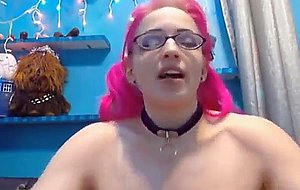 Pink haired slut with crazy huge tits