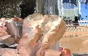 Teen Nikki licks blonde Tina in backyard