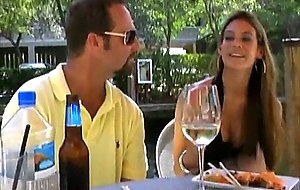 Gorgeous brunette milf gets seduces during lunch