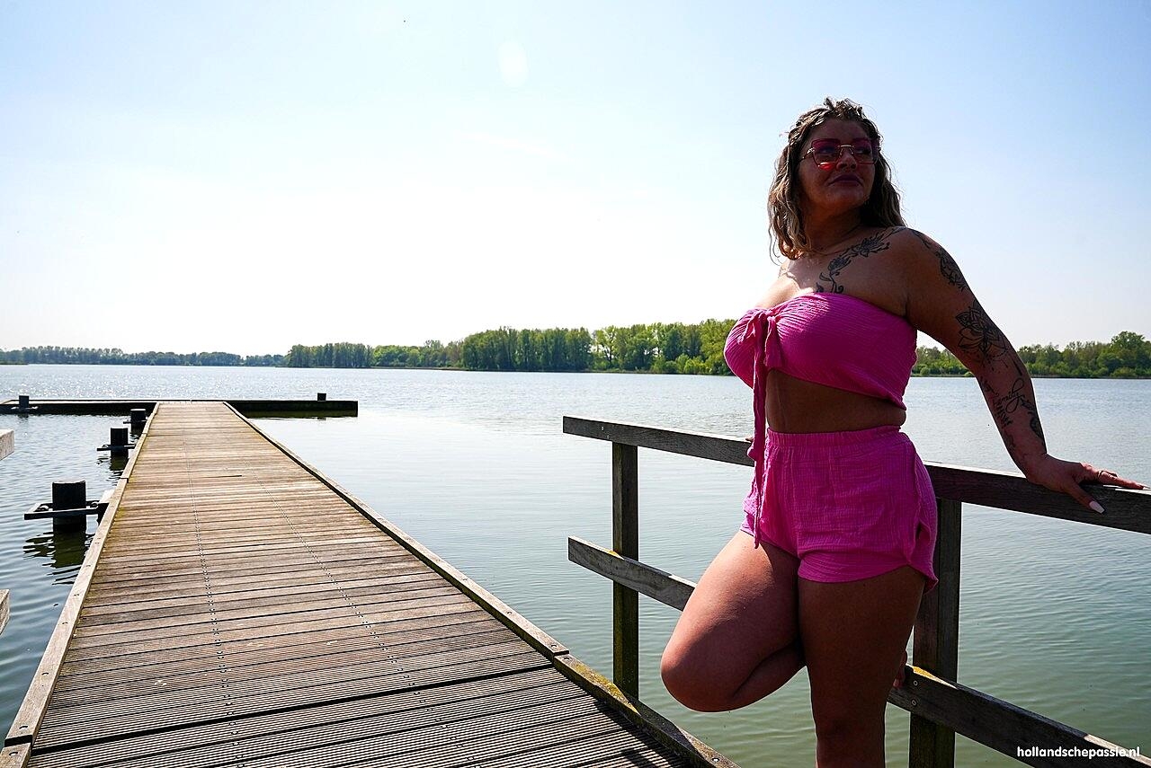 Naughty Fatty Gaby Hofstede Shows Off Her Juicy Tits & Her Big Ass Outdoors Bbw, Beach, Chubby, Curvy, Glasses