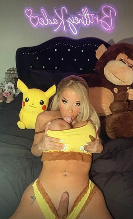 Blonde Shemale Brittney Kade Shows Off Her Big Boobs & Her Erect Dick Shemale