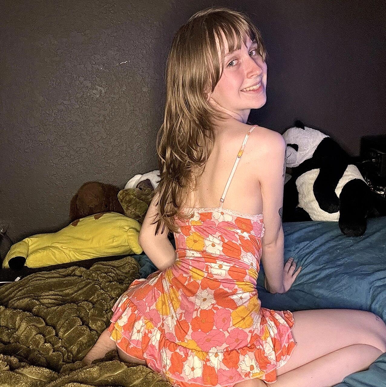Sexy Amateur Teen Teensy Bella Poses Seductively In Her Nightgown Ass, Beautiful, Cute, Dress, Teen
