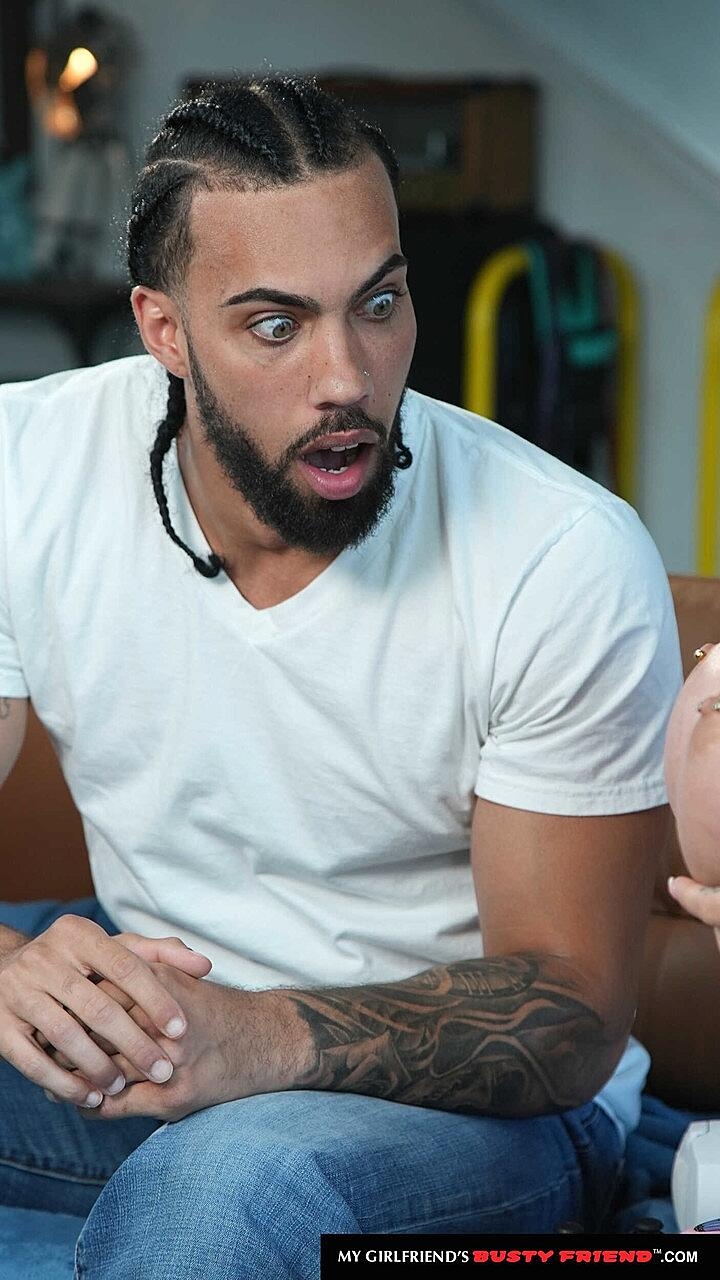 Chubby hottie Kali Roses fucks a black dude and lets him cum on her big tits, James Angel